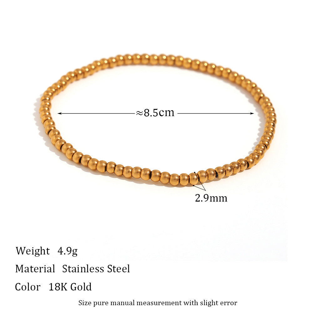 Retro Geometric Elastic Bead Bracelet Stainless Steel Gold Plated