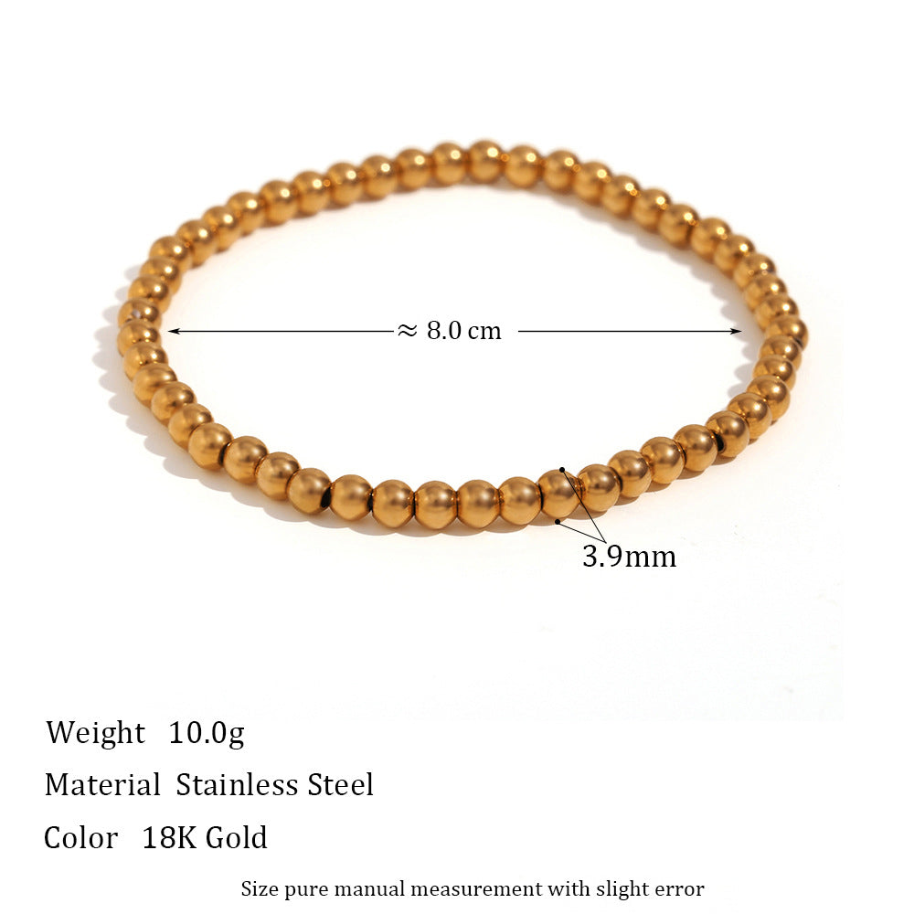 Retro Geometric Elastic Bead Bracelet Stainless Steel Gold Plated