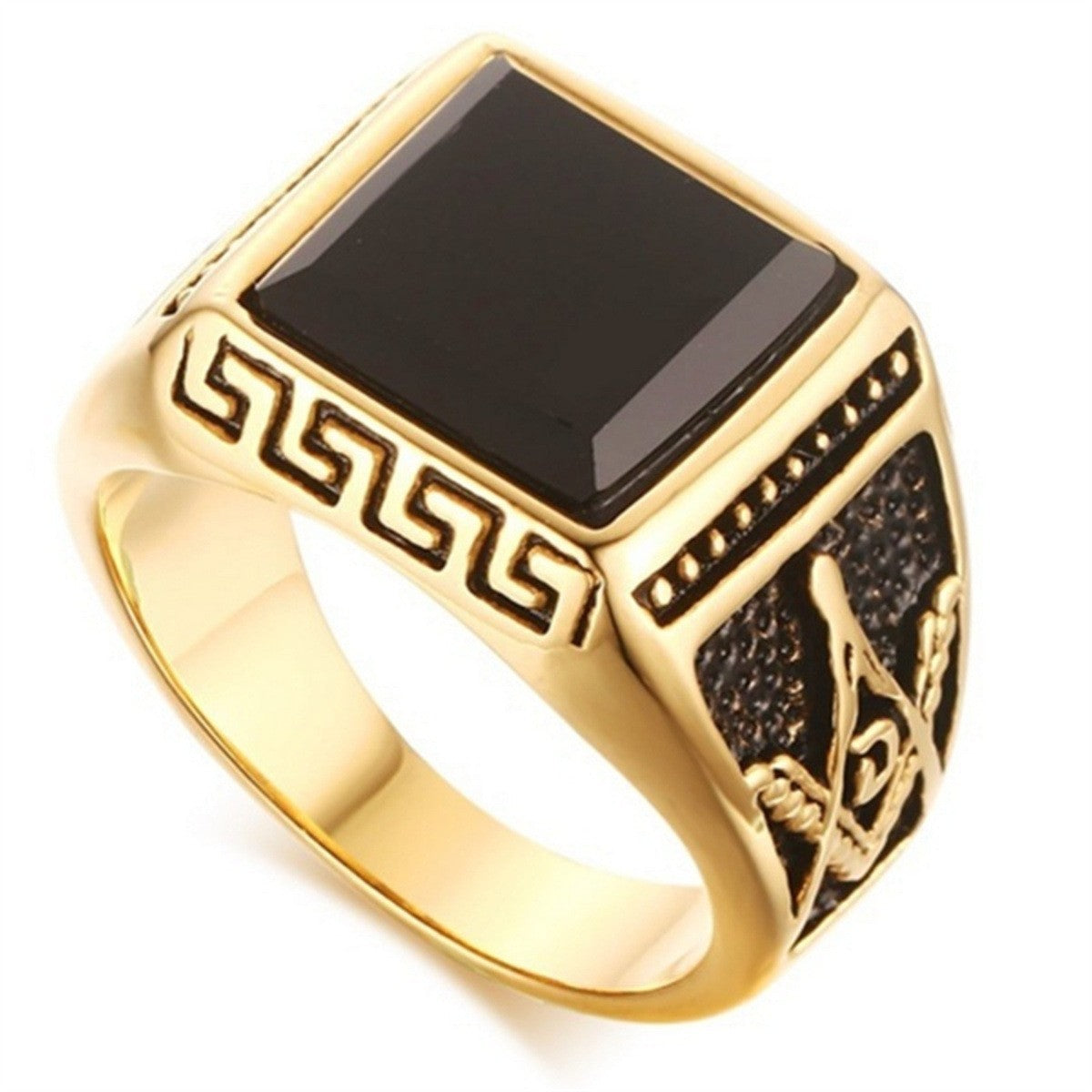 Retro Geometric Imitation Gemstone Ring