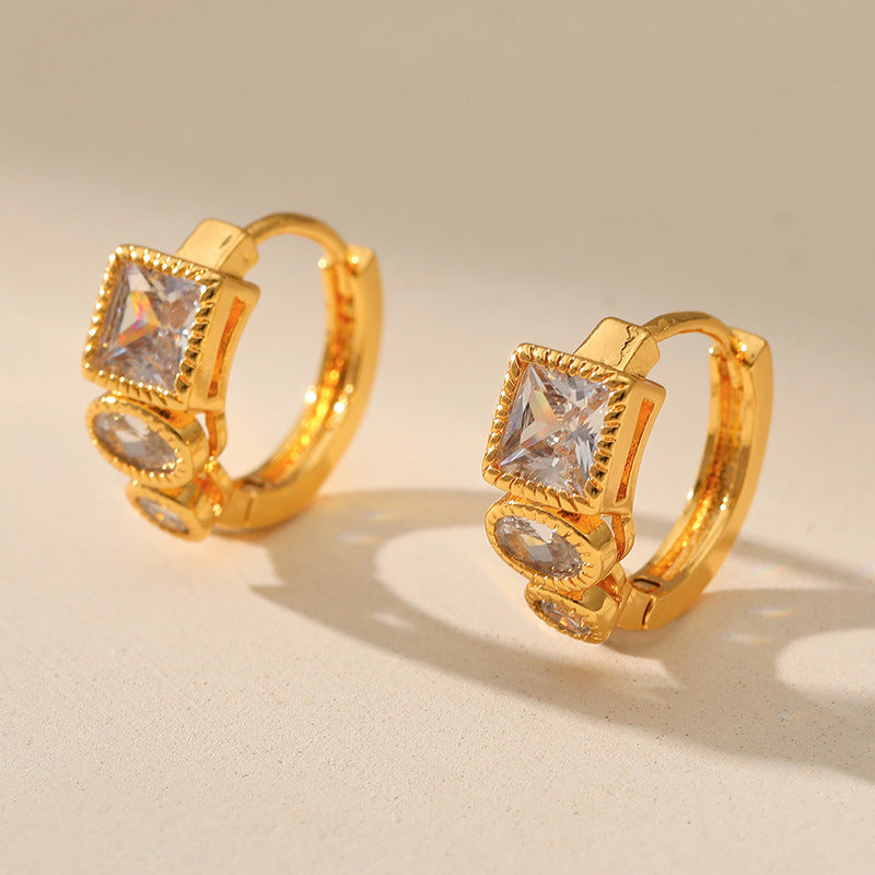 Retro Geometric Zircon Earrings
