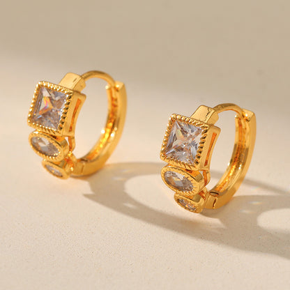 Retro Geometric Zircon Earrings