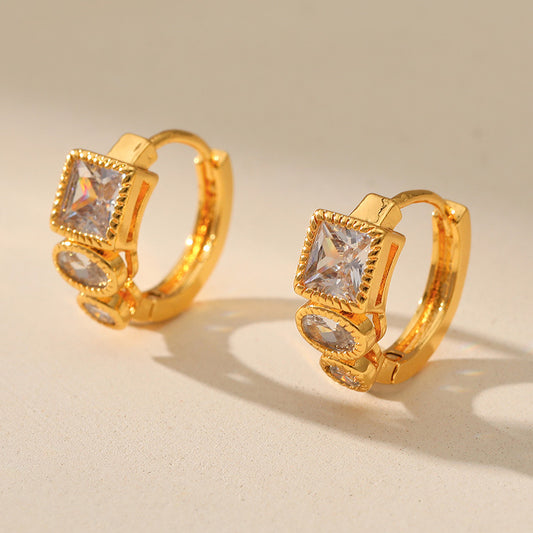 Retro Geometric Zircon Earrings