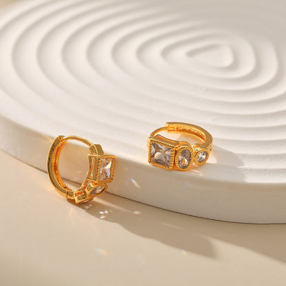Retro Geometric Zircon Earrings