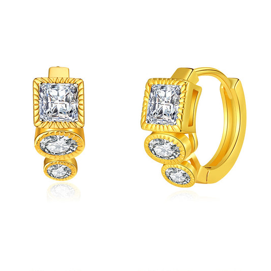 Retro Geometric Zircon Earrings