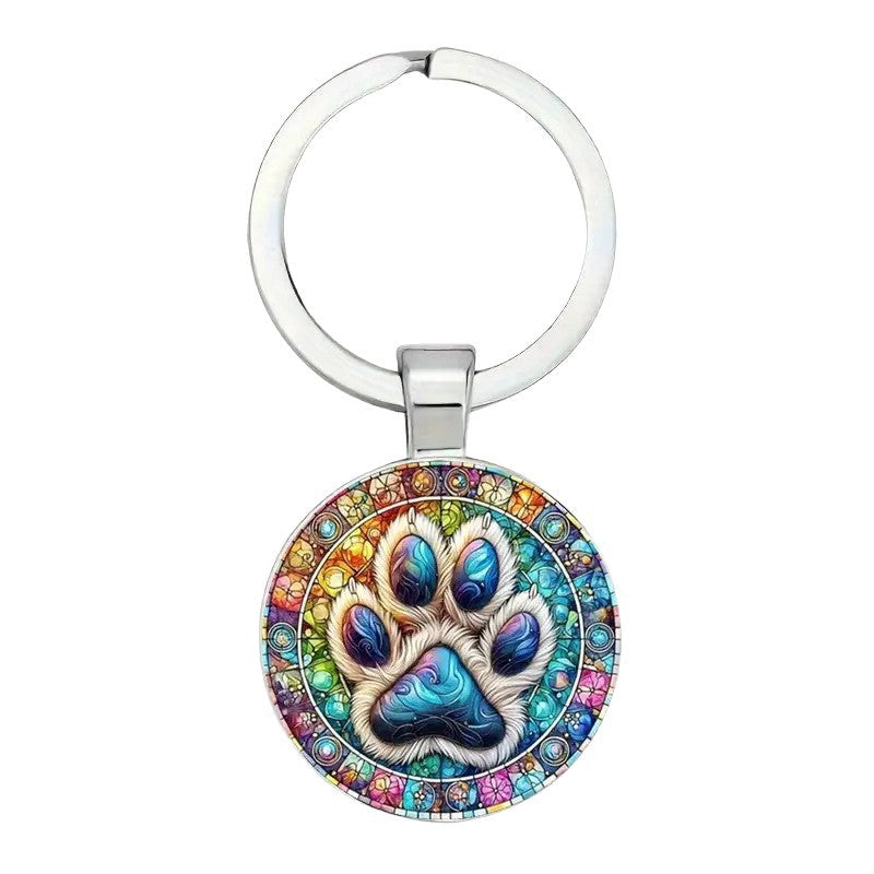 Retro Glass Alloy Keychain Pendant