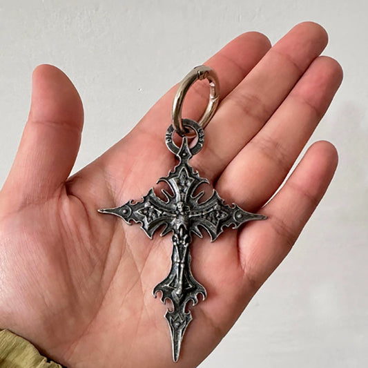 Retro Gothic Cross Skull Pendant Necklace