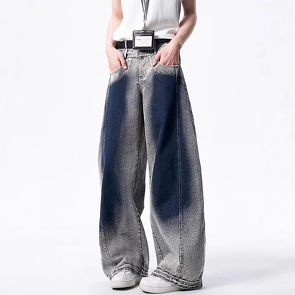 Retro gradient denim pants