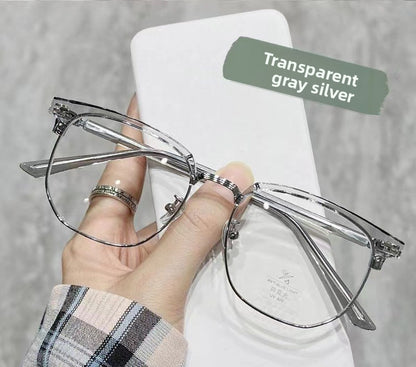 Retro Half-Frame Glasses with Anti-Blue Light Lenses