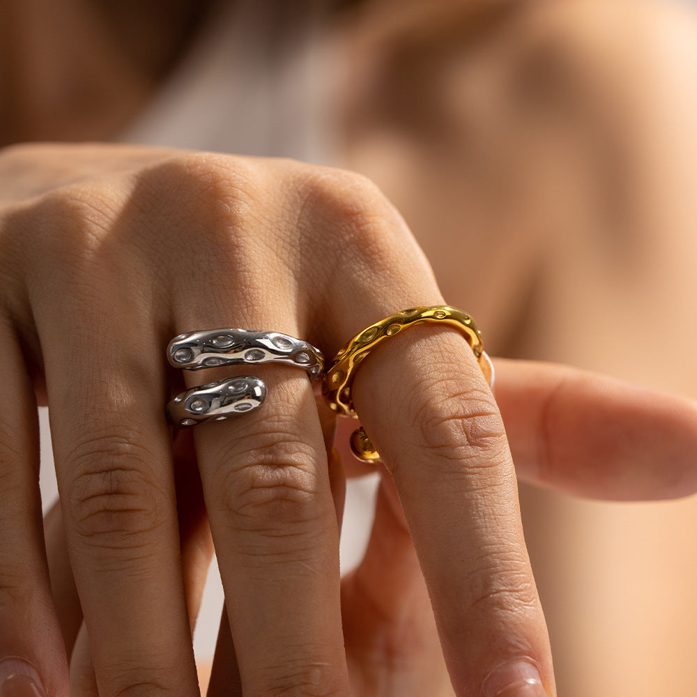 Retro Hammered Open Ring