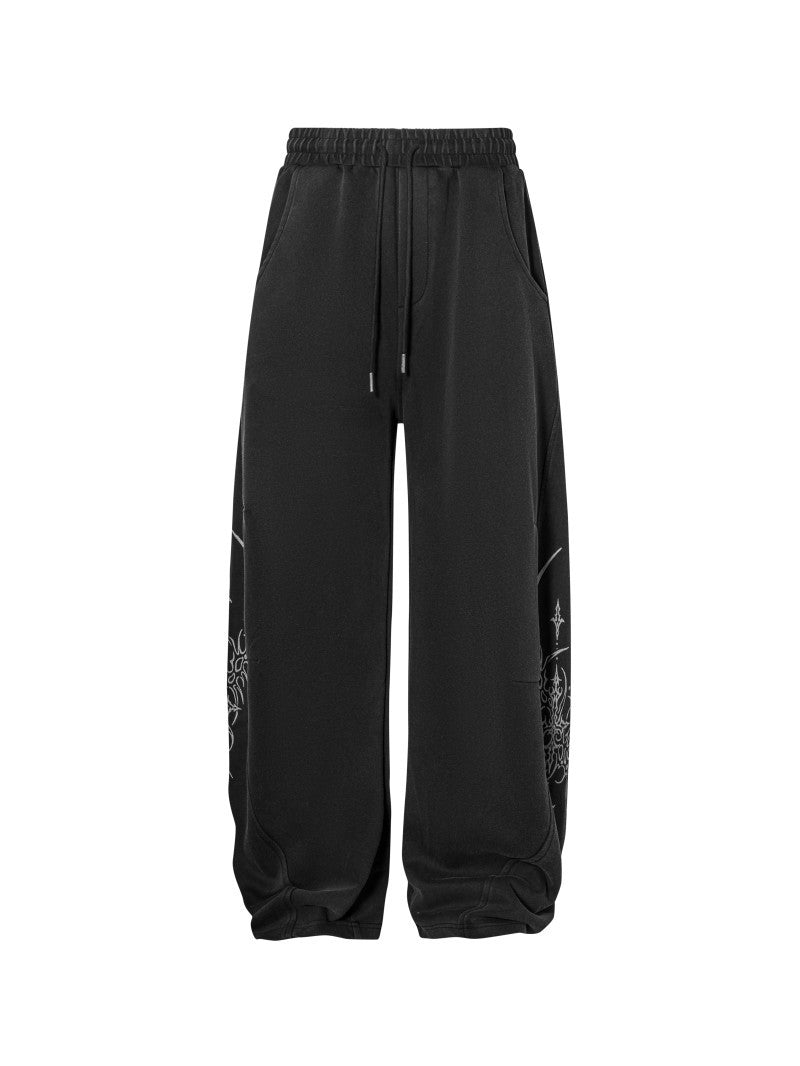 Retro Hand-Painted Embroidered Sweatpants