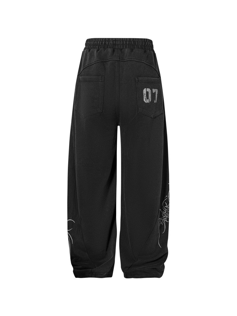 Retro Hand-Painted Embroidered Sweatpants