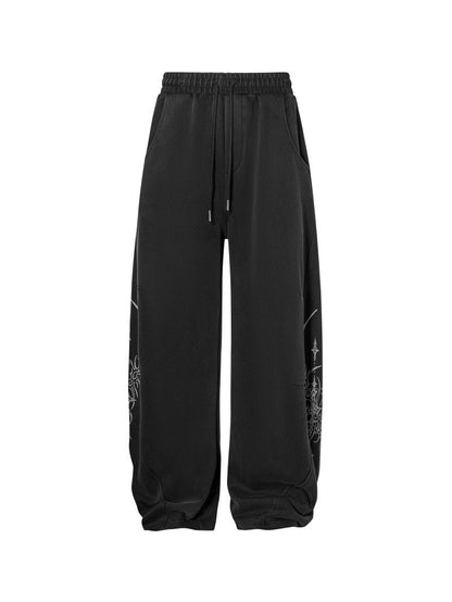 Retro Hand-Painted Embroidered Sweatpants