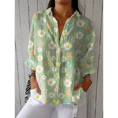 Retro Hand-Painted Watercolor Cat Print Shirt and Pants Set