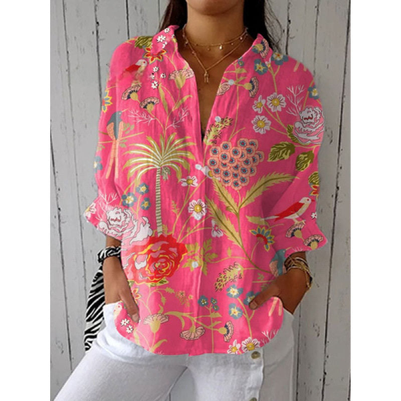 Retro Hand-Painted Watercolor Cat Print Shirt and Pants Set