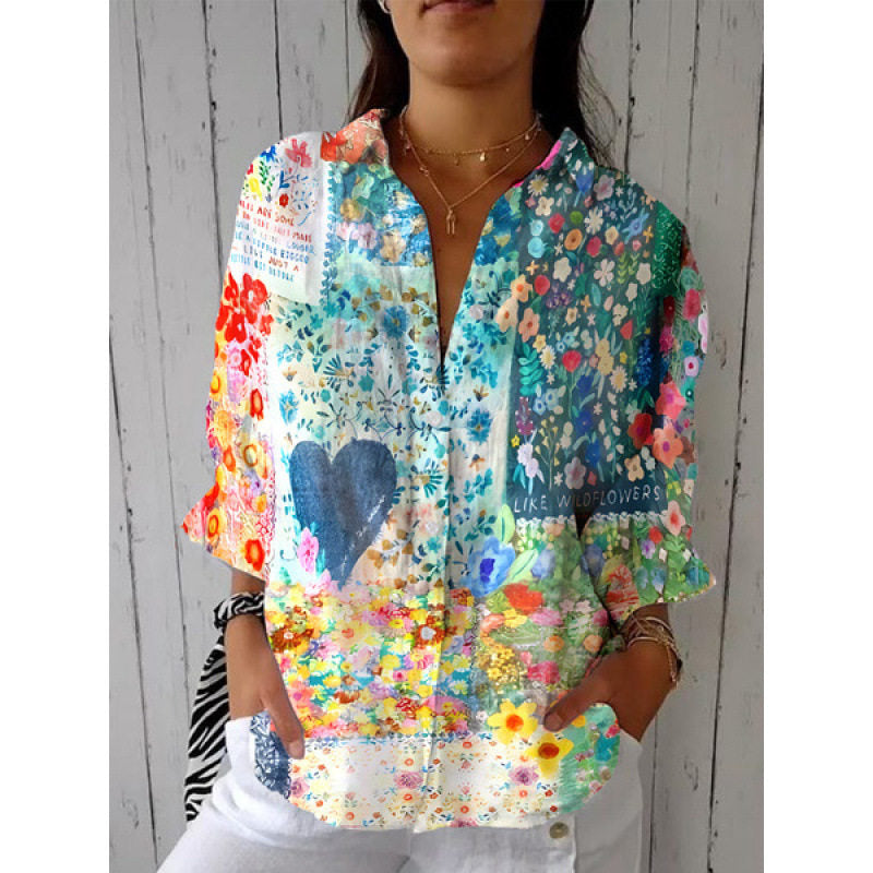 Retro Hand-Painted Watercolor Cat Print Shirt and Pants Set