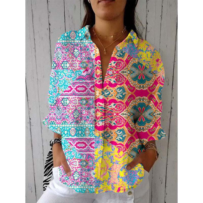 Retro Hand-Painted Watercolor Cat Print Shirt and Pants Set