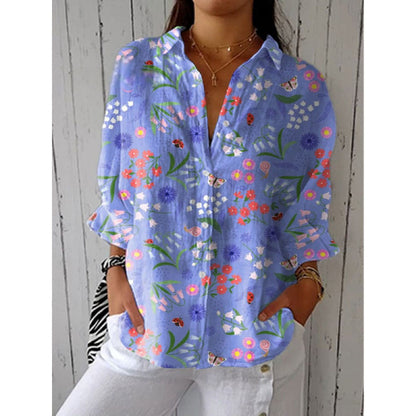 Retro Hand-Painted Watercolor Cat Print Shirt and Pants Set
