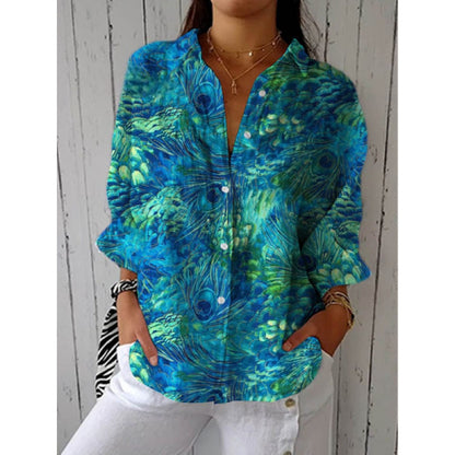 Retro Hand-Painted Watercolor Cat Print Shirt and Pants Set