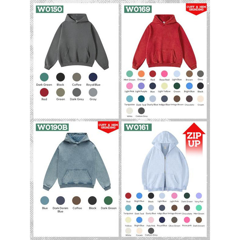 Retro Heavyweight Zipper Hoodie for Men and Women