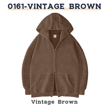 Retro Heavyweight Zipper Hoodie for Men and Women