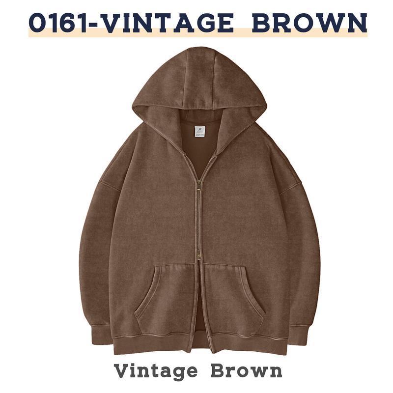 Retro Heavyweight Zipper Hoodie for Men and Women