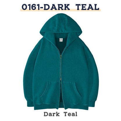 Retro Heavyweight Zipper Hoodie for Men and Women