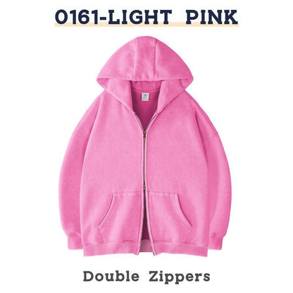 Retro Heavyweight Zipper Hoodie for Men and Women