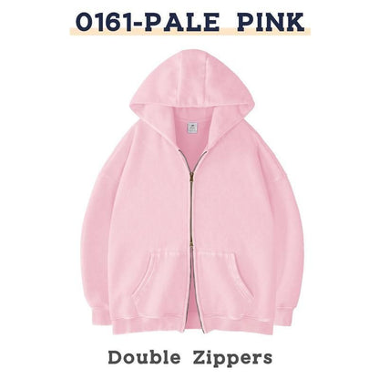 Retro Heavyweight Zipper Hoodie for Men and Women