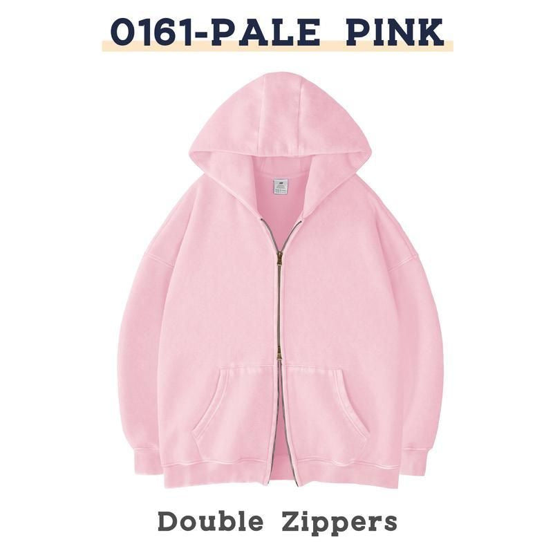 Retro Heavyweight Zipper Hoodie for Men and Women