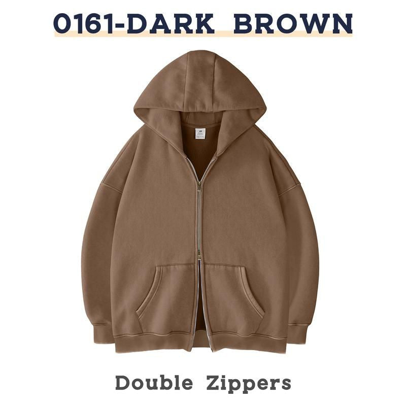 Retro Heavyweight Zipper Hoodie for Men and Women