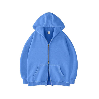 Retro Heavyweight Zipper Hoodie for Men and Women