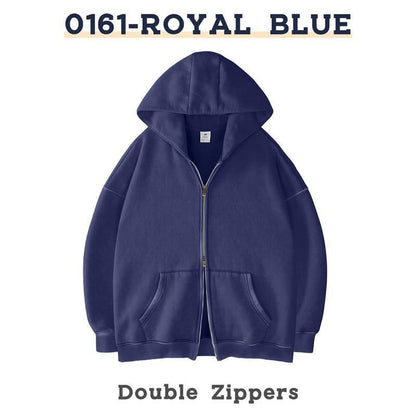 Retro Heavyweight Zipper Hoodie for Men and Women