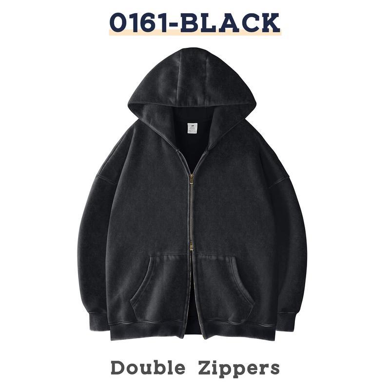 Retro Heavyweight Zipper Hoodie for Men and Women