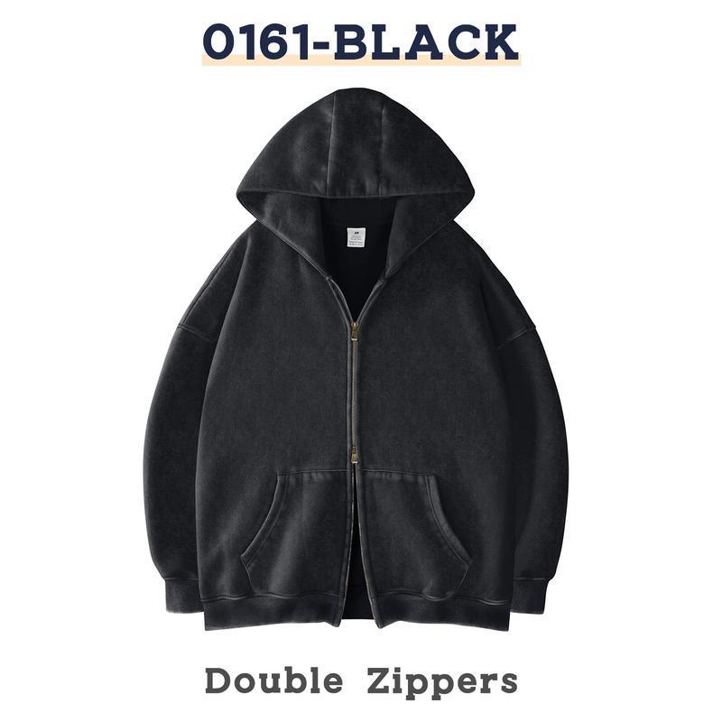 Retro Heavyweight Zipper Hoodie for Men and Women