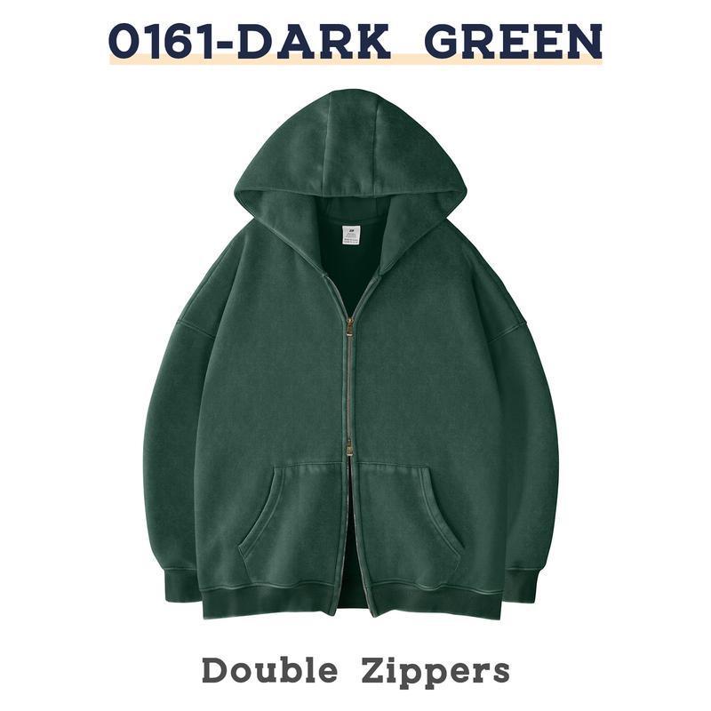 Retro Heavyweight Zipper Hoodie for Men and Women