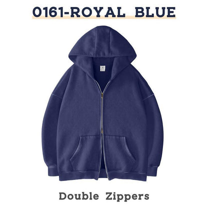 Retro Heavyweight Zipper Hoodie for Men and Women