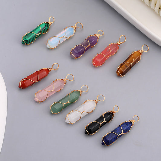 Retro Hexagon Crystal Pendant for DIY Necklace