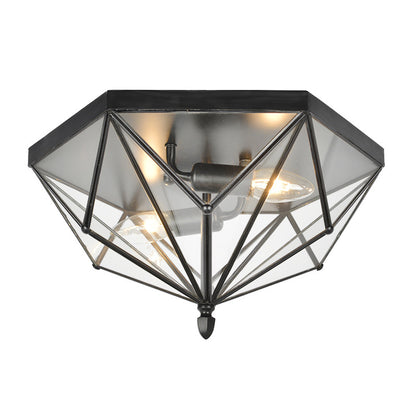 Retro Hexagonal Ceiling Lamp with Glass Shade