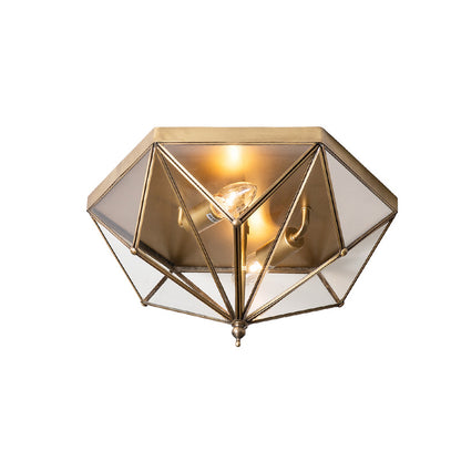 Retro Hexagonal Ceiling Lamp with Glass Shade