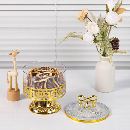 retro high-footed gilded candy jar