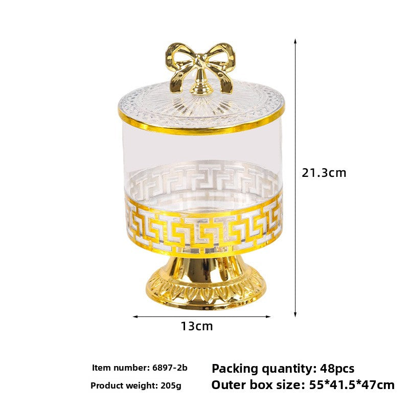 retro high-footed gilded candy jar
