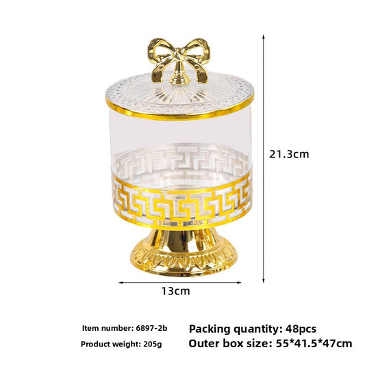 retro high-footed gilded candy jar
