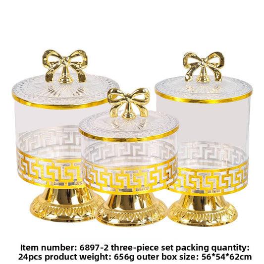 retro high-footed gilded candy jar