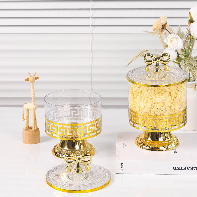 retro high-footed gilded candy jar