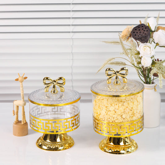 retro high-footed gilded candy jar