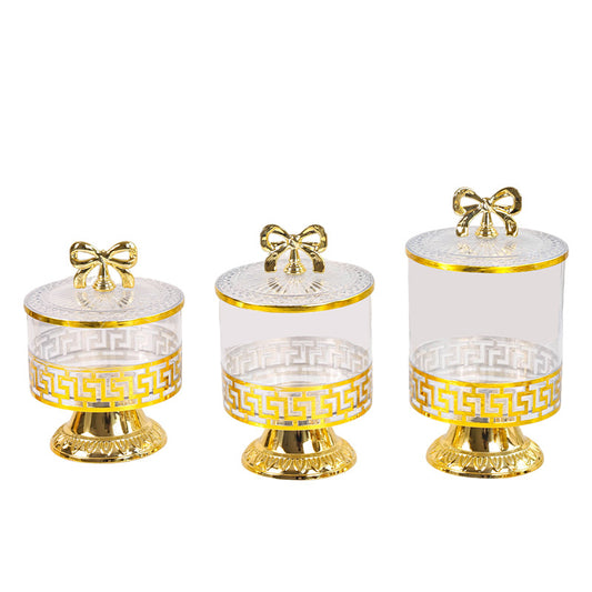 retro high-footed gilded candy jar