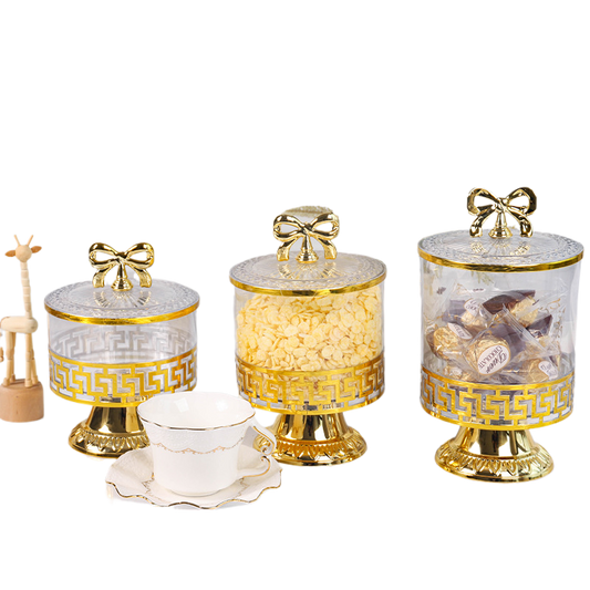 retro high-footed gilded candy jar