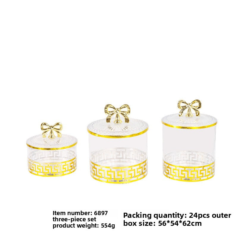 retro high-footed gilded candy jar