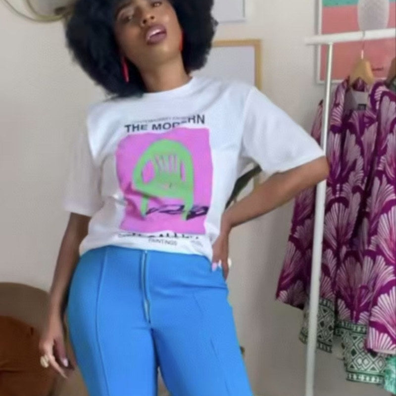 Retro high street short-sleeved T-shirt