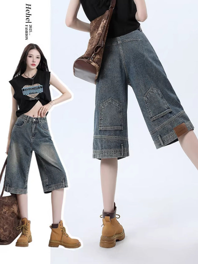 Retro High Waist Denim Shorts